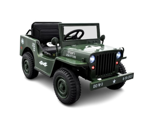  4x4 électrique enfant Jeep Willys, 4 moteurs 12v, télécommande parentale 2.4 Ghz
