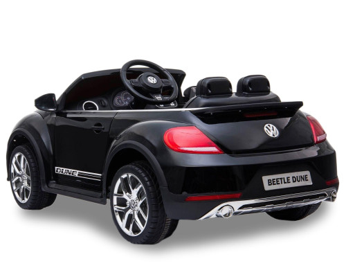 Voiture électrique enfant Volkswagen Coccinelle Dune Beetle noir 12 volts, 2 moteurs 30w, télécommande parentale 2.4 GHz Voit...