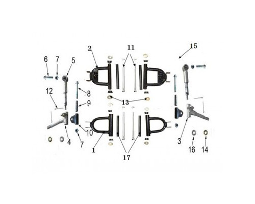 N°1 - Triangle de direction - Supérieur - Noir pour quad enfant 90 / 110 / 125 cm3 diamon motors