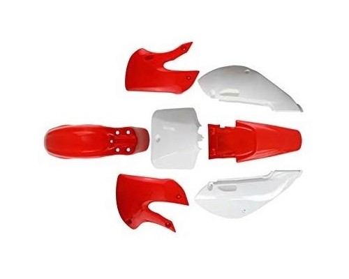 Pièces détachées Kit plastique KLX - Rouge/Blanc LMR PARTS