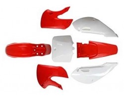 Pièces détachées Kit plastique KLX - Rouge/Blanc LMR PARTS