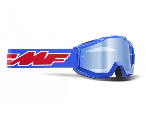 Masque Cross FMF Powercore rocket enfant écran bleu miroir