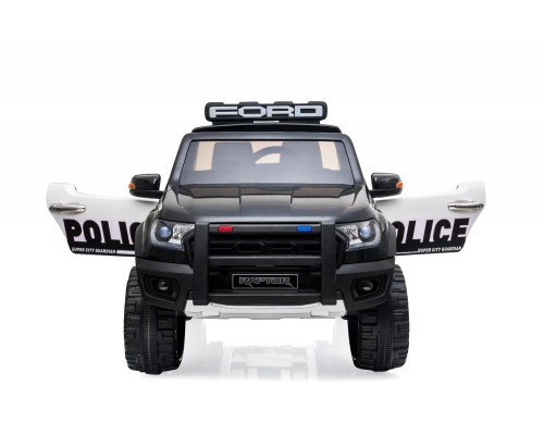 Voiture électrique enfant Ford Ranger Raptor police, 12 volts, 2 moteurs 35w, 2 places - blanc