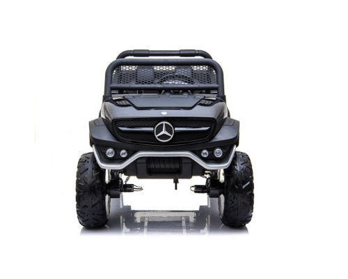 Voiture électrique enfant Mercedes Unimog 12V noir, 2 places, 4 moteurs 35w, télécommande parentale 2.4 GHz