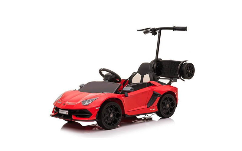 Voiture électrique enfant Lamborghini Aventador SVJ rouge + place debout, 2 moteurs 35w, télécommande parentale 2.4 GHz Voitu...